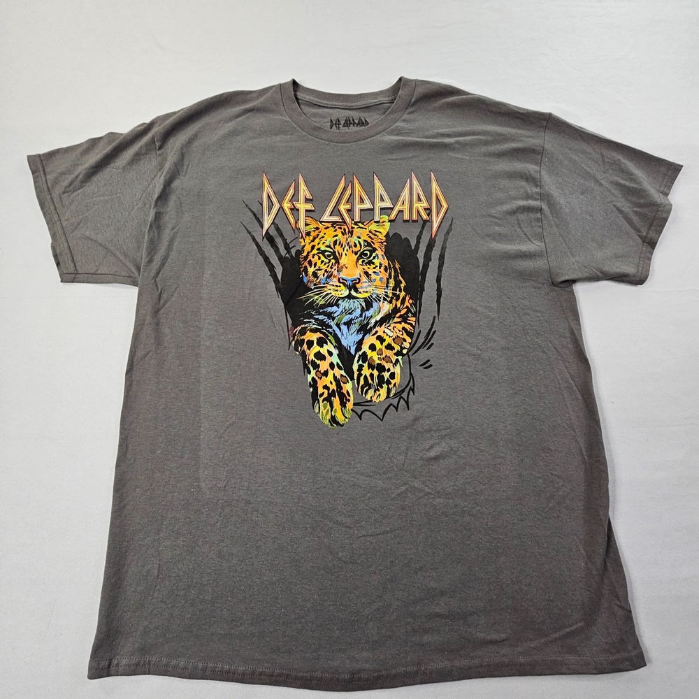 Def Leppard Gray Short Sleeve Cotton T-Shirt Men's XL